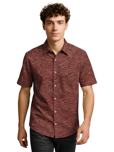 Image of BULLMER Trendy Regular Fit Cotton Blend Printed Casual Half Sleeve Shirt for Men | Stylish Mens Casual Shirts | Shirts for Men