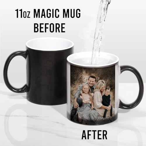 Image of Personalized Magic Mug with Photo Custom Heat-Sensitive Color-Changing Coffee Cup Unique Gift for Birthday, Anniversary, Valentine's Day 325ml Ceramic Black D42