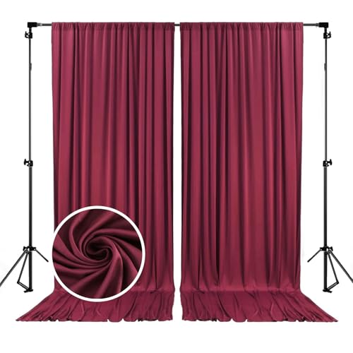 Image of 10 x 7 Feet Burgundy Backdrop Curtain for Partie, Background Curtains for Photoshoot, Birthday, Wedding, Halloween, Thanksgiving, Christmas, New Year Party Decorations 5Ft x 7Ft, 2 Panels