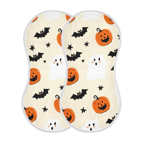 Baby Burp Cloths, Soft Absorbent Burping Cloths for Babies, Cotton Milk Spit Up Rags, Large Size for Newborns, Baby Boys and Girls (Boo Halloween Print)2