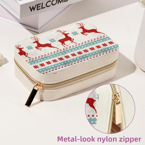 Boîte à bijoux de voyage cerf de Noël portable à compartiments
