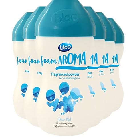 Bloo Foam Aroma Ocean Mist Fragranced Powder with Anti-Limescale Cleaning & Foaming Action - 500g x 6 Cover