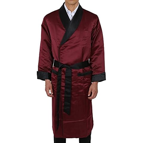 Duke & Digham Men's Long Heavyweight Satin Robe Burgundy Large Cover