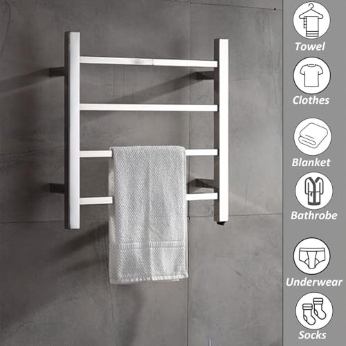 Toallero calefaccionado de pared plateado ideal para optimizar baños pequeños 6