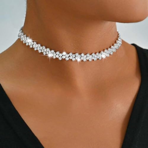 Fashey Rhinestone Choker Necklaces Sparkly Crystal Necklace Dainty Necklaces Jewelry for Women3