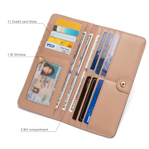 Image of Ultra Slim Thin Leather Women Wallet Rfid Blocking Credit Card Holder Bifold Clutch (Pink Bow)