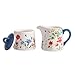 Bico Summer Provence Ceramic Sugar and Creamer Set, Sugar Bowl with Lid, Cute Container for Coffee Bar, Kitchen Countertop Accessories, Microwave and Dishwasher Safe