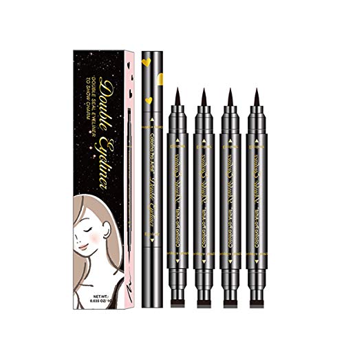 FITDON 4pcs Double-sided Liquid Eyeliner Pen Stamp, Super Slim Gel Felt Tip High