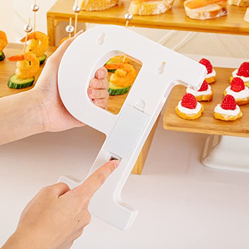 Image of Restaurantware-Illumify 5.8 x 1.2 x 8.7 Inch Light Up Letter, 1 Durable Marquee LED Light - Letter P, Touchproof, White Plastic Party Light, Keyhole Slot, For Parties, Weddings, Or Special Events