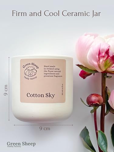 Green Sheep Candles – Large White Round Ceramic Jar and Wooden Wick, Scented Calming Candle Made With Natural Coconut Wax For Long-Lasting & Clean Burning, Nice Smelling Beautiful Gift For Women & Men - Image 3
