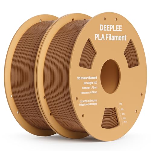 Image of PLA 1.75mm 3D Printer Filament, Dimensional Accuracy + /- 0.02mm, Neatly Wound, No Clogging, Vacuum Package, Fits for Most FDM 3D Printers, 2 Pack 1kg Brown