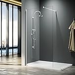 ELEGANT Walk in Shower Screen Bath Panels Wet Room Shower Screens for Bathroom 8mm Easy Clean Glass Shower Enclousre 700mm