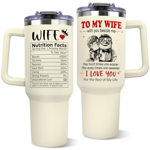 NAIREG Birthday Gifts for Wife from Husband - Anniversary Romantic Gifts for Women - Wife Birthday Gift Ideas -Christmas Valentines Mothers Day I Love You Gift for Her - To My Wifes Tumbler 40oz