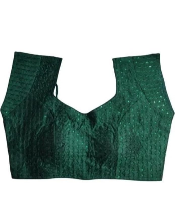 Image of Balaji Enterprises Women's Cotton Silk Collar V Neck Short Sleeve Readymade Saree Blouse