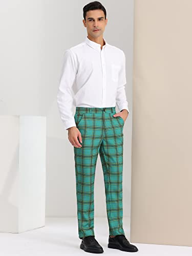 Lars Amadeus Men's Dress Plaid Pants Casual Regular Fit Flat Front Stretch Checked Trousers4