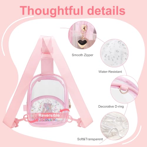 Image of Birthday Gifts for for Girls Women- Small Initial Sling Bag Cross Body Bag Fanny Pack for Girls Pink Clear B