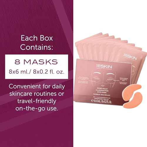 111SKIN Rose Gold Illuminating Eye Mask, Brightening & Hydrating Under Eye Patches for Dull, Dry Skin with Rose Extract, Colloidal Gold & Vitamin C, Improves the Appearance of Dark Circles, 8 Pairs