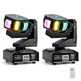Areyourshop 160W Moving Head Led 2er Set 6LED,3-Achsen Beam Stage DMX Licht,Disco DJ Licht Party Show Beleuchtung,CREE 4-in-1,Stroboskop,für Bühne,Konzert,Heimpartys DMX512,Master/Slave,Voice Control
