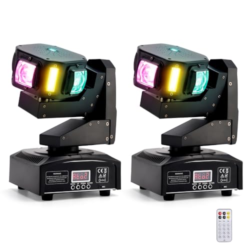 Areyourshop 160W Disco DJ Licht Moving Head Led 2er Set 6LED 3-Achsen Beam Stage DMX Party Show Beleuchtung CREE 4-in-1 Stroboskop für Bühne Konzert Heimpartys DMX512 Master/Slave Voice Control