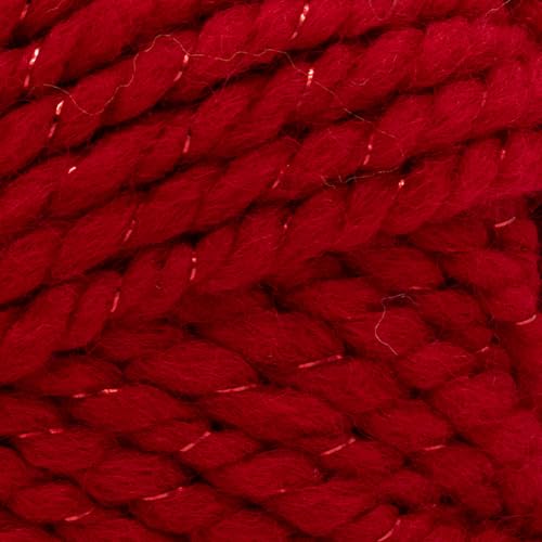 Image of Lion Brand Yarn, Wool-Ease Thick & Quick Ruby Slippers, Red Metallic 1 Pack | Super Bulky Wool Acrylic Blend Fiber for Soft Hats, Sweaters, Chunky Blankets, Yarn for Crochet, Knitting, Crafts, Weaving