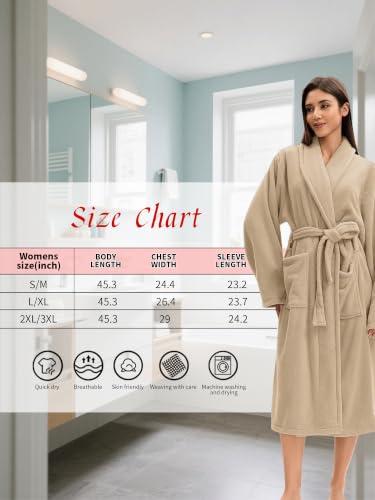 Image of Soft Robe For Women,Warm Plush Bath Robes Female,Spa Towel After Shower Lightweight Long Bathrobe