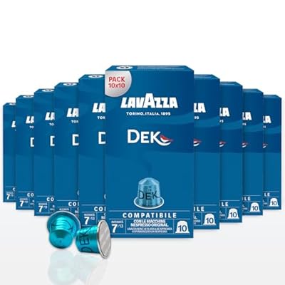 Lavazza Espresso Dek 100 cápsulas de café de aluminio compatibles con las máquinas Nespresso Original notas de frutas secas y chocolate arábica y robusta intensidad 7/13 tostado