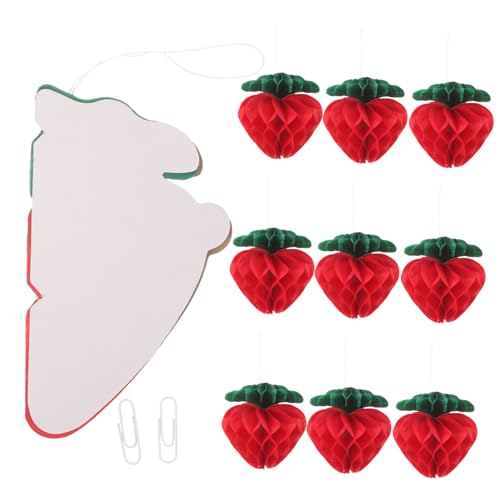 MAGICLULU 30 Pièces Boules en nid d'abeille à la Fraise Papier nid d'abeille décor de Fraise Decoration Fete Hawaienne décoration Fete Boules alvéolées à la Fraise Boule de Fraise en Papier