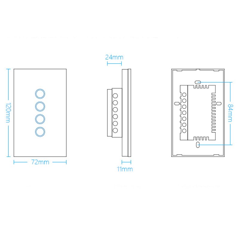 Interruttore Tapparelle Wifi, 4 Gang Smart Switch Wifi APP. Interruttore della lampada di controllo, interruttore in vetro di cristallo WIFI2.4G. Hz. Interruttore Tapparelle Avvolgibile Wifi(Gold WIFI