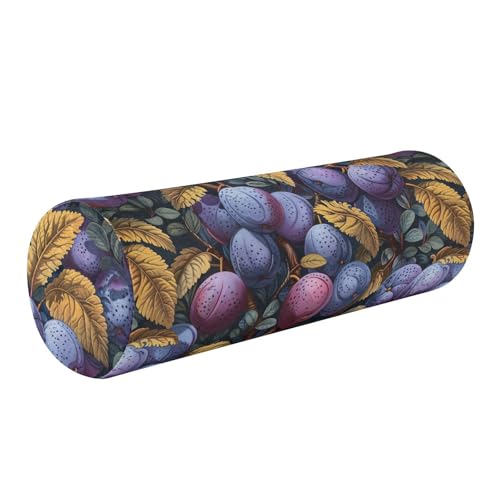 miaozhen Yummy Plums Design Purple Brown Neck Roll Pillow Bolster Pillow for Legs Sleeping almohada de Cuello para dormir 5.5''x17''