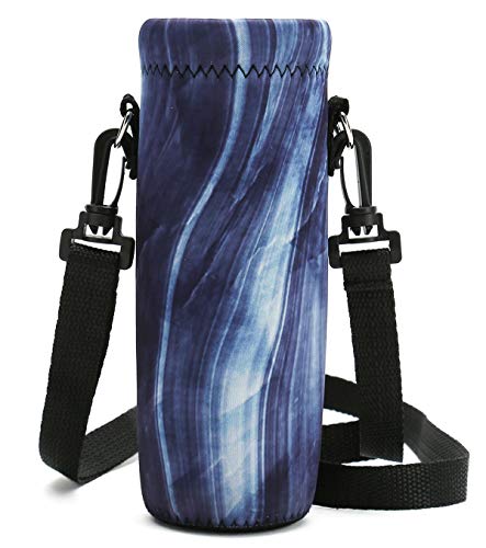 Image of RICHEN Neoprene Water Bottle Carrier Bag with Adjustable Shoulder Strap,Insulated Water Bottle Cover for Stainless Steel /Glass /Plastic Bottles