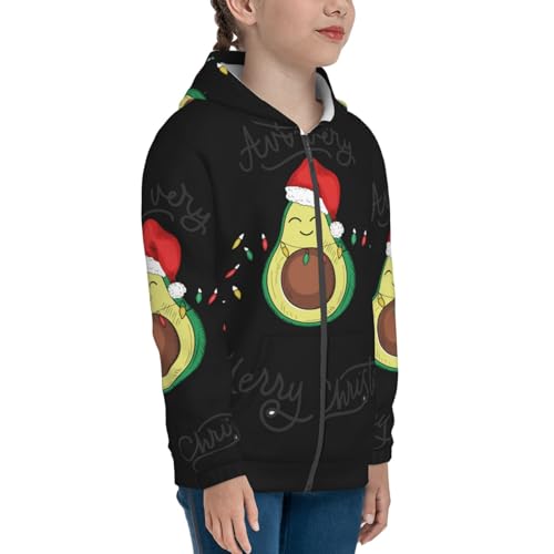 Avocado Merry Christmas Kid Hoodies Boys Zip Up Sweatshirts Girls Pullover with Pocket4