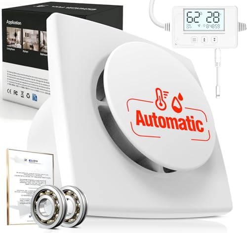 SBONNI Badlüfter mit Feuchtigkeitssensor Temperatursensor Timer - 3 Stufen Bad Lüfter 100mm - Automatischer leiser Leistungsstark Abluftventilator for Badezimmer WC keller P117 (oh