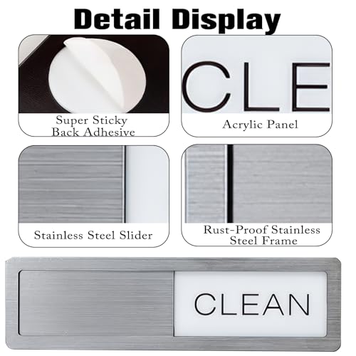 Mewflew Clean Dirty Schild für Spülmaschine – Selbstklebender Schiebe-Indikator aus Edelstahl – Leicht anzubringen, Kratzfest & gut lesbar – Für Küche, Büro, WG