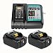 Produktbild TPLS 2X BL1830B 18V 3.0Ah Ersatz Akku mit Ladegerät für Makita 18V Werkzeugakku BL1860B BL1860 BL1840B BL1840 BL1830B BL1830 BL1845 BL1835 LXT-400 197280-8 mit Indikator