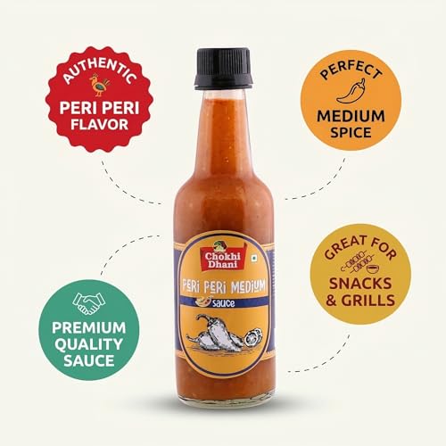 Image of Chokhi Dhani Peri Peri Sauce 200g | Medium Spicy Tangy Chilli Dip | Perfect Dipping Sauce for Fries, Nuggets & Snacks | No Preservatives