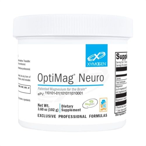 XYMOGEN OptiMag Neuro - Brain Health & Relaxation Support - Magnesium Glycinate & L-Threonate - Chelated Magnesium Powder - Unflavored - 3.6 Oz