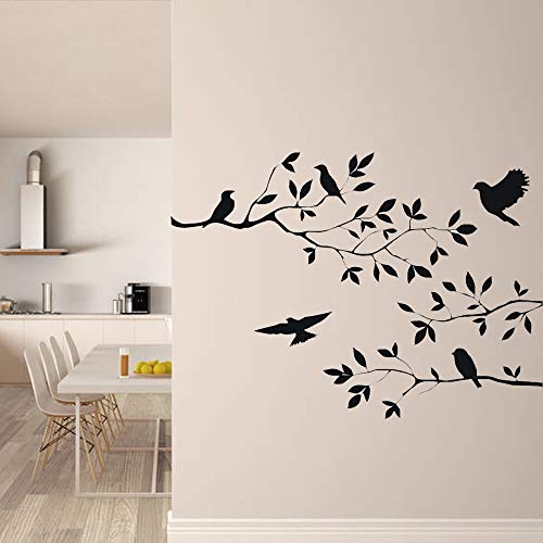 Lnrkai 13.8X23.6In Black Birds Flying Between Tree Branches Wall Decor Stickers Nursery Leaves, Diy Removable Wall Art Decal Mural Peel And Stick Wallpaper For Bedroom, Farmhouse, Living Room And Decor #TOP3