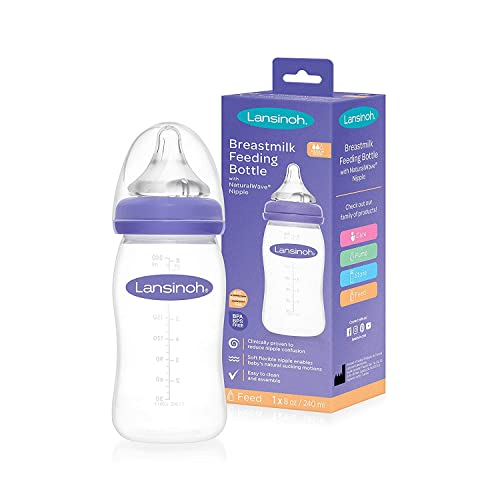 Image of Lansinoh mOmma Breastmilk Feeding Bottle with NaturalWave Nipple, 8 Ounce, BPA