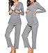 Produktbild MAXMODA Damen Stillpyjama Sommer Umstandspyjama Set Baumwolle Still-Schlafanzug mit Langarm Shirt und Lang Hose, Grau, XL