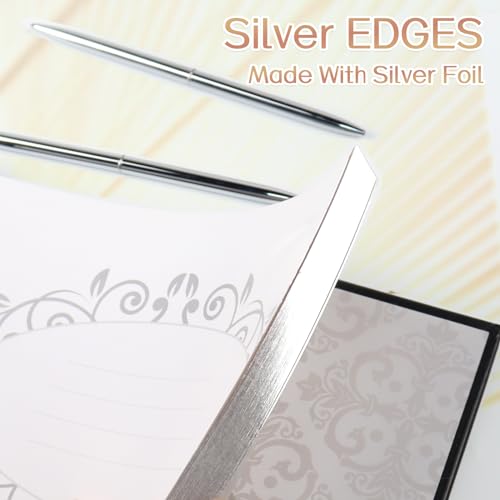 Wedding Guest Book, Guestbook Wedding Reception with Pen Set, Guest Sign in Book Black for Wedding Memory Baby Shower Bridal Party Birthday Graduation Funeral - Thumbnail 4