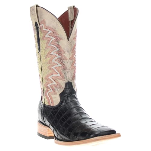 Image of Vaccari Men's Navarro Genuine Alligator Tail Leather Broad Square Toe Cowboy Boots