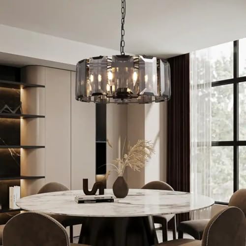 Lustre en cristal noir de 50cm avec suspension réglable E12 - 3