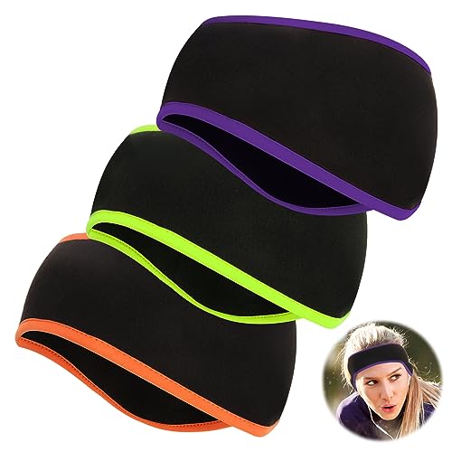 Image of Ear Warmers Headband, KOMAKE 2 Pack Earmuff Headband Fleece Earmuffs Running Headband Winter Ear Covers Moisture Wicking Sweatband Ski Sport Headband For Men & Women (Black+Gray)