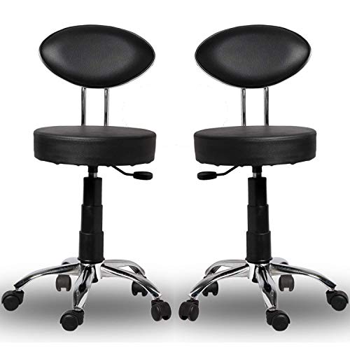 Image of Stool Revolving Office Chair for High Back Support with Rolling Moving Wheels Spine Lumbar and Ortho Backrest , Set of 2