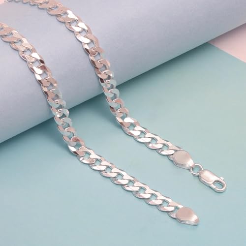 LeCalla Solid 925 Sterling Silver Italian 4.5mm, 6mm Diamond-Cut Cuban Link Curb Chain Necklace for Men Women (16, 18, 20, 22, 24, 26 Inches), Made in Italy4