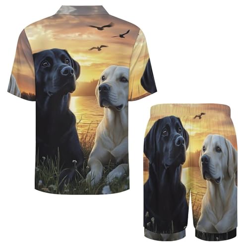 Labrador Love Couple Mens Pajamas Set Short Sleeve Sleepwear Summer Pjs Sets 2 Piece Loungewear Nightwear4