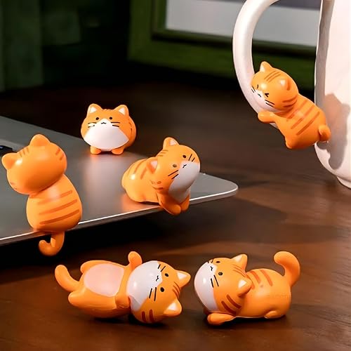 Image of Ascension 6 Pcs Mini Cat Cute Car Accessories Funny Rear View Mirror & Dashboard Decorations Lovely Animal Miniature Figurines Creative Cute Kitten DIY Home Dollhouse Bonsai Garden Decoration