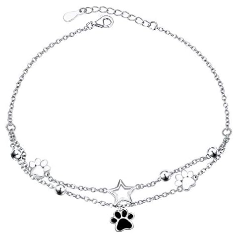 S925 Sterling Silver Foot Charm Jewelry Adjustable Anklet Large Link Bracelet Gift for Women Girls 9+1 inches, Sterling Silver , Cubic Zirconia Cover