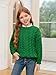 Haloumoning Girls Pullover Sweaters Kids Cute Cable Knit Long Sleeve Crewneck Chunky Jumper Tops 5-14 Years Green