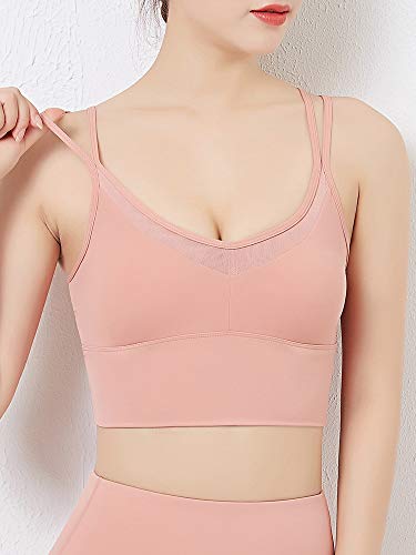 pedkit Sutiã esportivo feminino de secagem rápida malha de emenda push-up à prova de choque e acolch